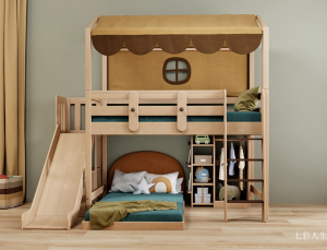 Product picture：Furniture factory 七彩人生 Children's furniture product name 《Flying House solid wood children's bed》议价