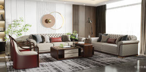 Product picture：Furniture factory 恒信华典 Home Furniture product name 《New Chinese-style diamond-shaped solid wood sofa》议价