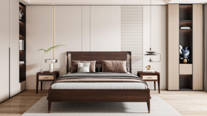 Product picture：Furniture factory 恒信华典 Home Furniture product name 《Soft bed decorated with deep wood and gold》议价