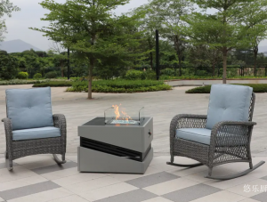 Product picture：Furniture factory 悠乐厨 Outdoor furniture product name 《Terrace wicker rocking chair set》议价
