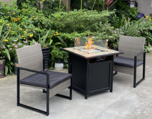 Product picture：Furniture factory 悠乐厨 Outdoor furniture product name 《Square fire pit rattan tables and chairs》议价