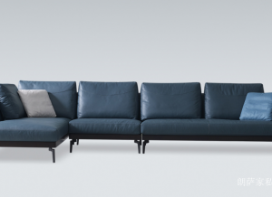 Product picture：Furniture factory 朗萨家私 Home Furniture product name 《A dark blue plain L-shaped sofa》议价