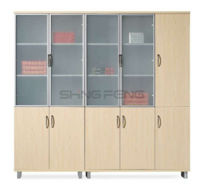 Product picture：Furniture factory 诚丰家具 Office furniture product name 《Shallow wood glass office file cabinet》议价