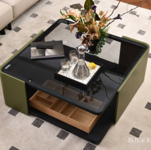 Product picture：Furniture factory 联邦家私 Home Furniture product name 《Square rhyme multi-function tea table》议价