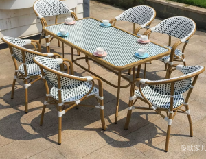 Product picture：Furniture factory 晏歌家具 Outdoor furniture product name 《French bistro outdoor dining table and chair》议价