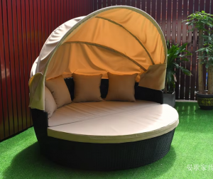 Product picture：Furniture factory 晏歌家具 Outdoor furniture product name 《Outdoor sofa bed with round canopy》议价
