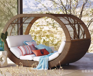 Product picture：Furniture factory 晏歌家具 Outdoor furniture product name 《Palm vine oval cocoon sofa bed》议价