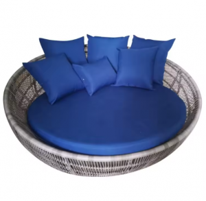 Product picture：Furniture factory 晏歌家具 Outdoor furniture product name 《Blue cushion rattan round sofa bed》议价