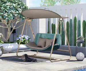 Product picture：Furniture factory 晏歌家具 Outdoor furniture product name 《Rattan swing chair with light gold frame》议价