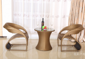 Product picture：Furniture factory 优阳户外 Outdoor furniture product name 《Brown-yellow rattan outdoor table and chair》议价