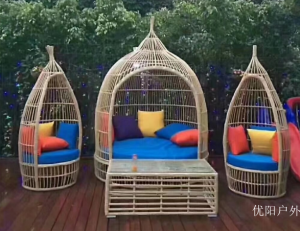Product picture：Furniture factory 优阳户外 Outdoor furniture product name 《Off-white birdcage outdoor sofa》议价