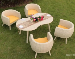 Product picture：Furniture factory 优阳户外 Outdoor furniture product name 《Rice white rattan outdoor eat desk and chair》议价