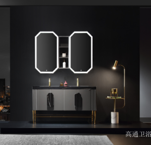 Product picture：Furniture factory 高通卫浴 Bathroom furniture product name 《Light luxury double octagon mirror bathroom ark》议价