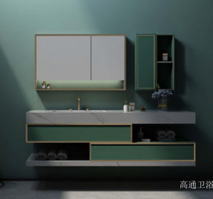 Product picture：Furniture factory 高通卫浴 Bathroom furniture product name 《Light luxury suspended bathroom cabinet》议价