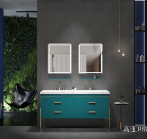 Product picture：Furniture factory 高通卫浴 Bathroom furniture product name 《A peacock blue bathroom cabinet》议价