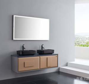 Product picture：Furniture factory 高通卫浴 Bathroom furniture product name 《Double-basin suspended bathroom cabinet》议价