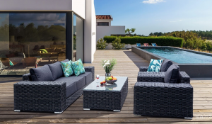 Product picture：Furniture factory 瑞森户外 Outdoor furniture product name 《Dark grey rattan light luxury outdoor sofa》议价