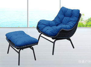 Product picture：Furniture factory 瑞森户外 Outdoor furniture product name 《Blue mat black rattan outdoor leisure chair》议价