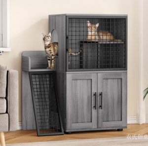 Product picture：Furniture factory 农氏创意 Pet furniture product name 《Light grey multi-layer pet cage》议价