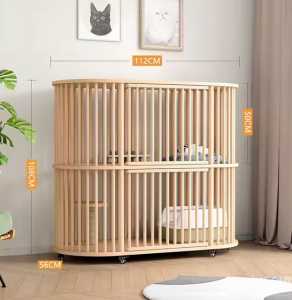 Product picture：Furniture factory 农氏创意 Pet furniture product name 《Light wood double curved cat cage》议价