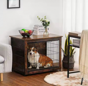 Product picture：Furniture factory 农氏创意 Pet furniture product name 《Dark wood side table dog cage》议价