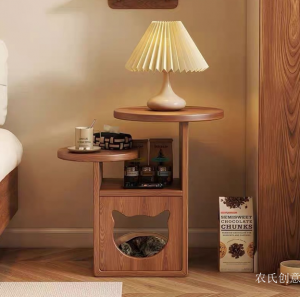 Product picture：Furniture factory 农氏创意 Pet furniture product name 《Multifunctional cat litter in light wood》议价