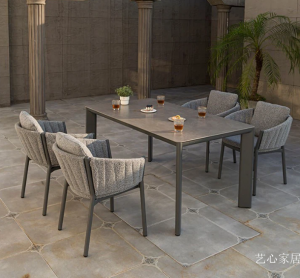 Product picture：Furniture factory 艺心家居 Outdoor furniture product name 《Dark grey outdoor eat desk and chair》议价