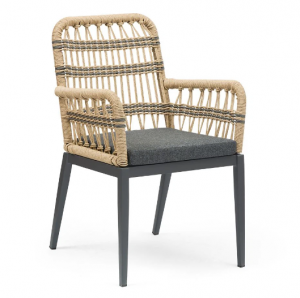 Product picture：Furniture factory 艺心家居 Outdoor furniture product name 《Beige rope with armrest outdoor chair》议价