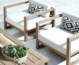 Product picture：Furniture factory 腾思索 Outdoor furniture product name 《Outdoor sofa with wooden white cushions》议价
