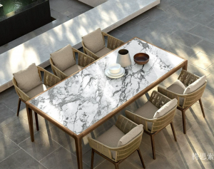 Product picture：Furniture factory 腾思索 Outdoor furniture product name 《Marbled outdoor tables and chairs》议价
