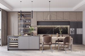 Product picture：Furniture factory 万固工业 Bathroom furniture product name 《Light wood ash inset lamp kitchen cabinet》议价