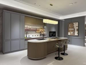 Product picture：Furniture factory 中至信 Bathroom furniture product name 《Greyish-brown inlaid light island cabinet》议价