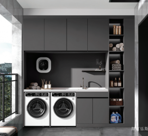 Product picture：Furniture factory 斯汀乐斯 Bathroom furniture product name 《Dark grey layered storage balcony cabinet》议价