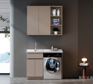 Product picture：Furniture factory 斯汀乐斯 Bathroom furniture product name 《Light brown open moisture-proof balcony cabinet》议价