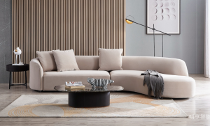 Product picture：Furniture factory 明亨智能 Home Furniture product name 《Light beige velvet casual sofa》议价