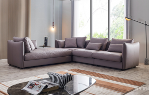 Product picture：Furniture factory 明亨智能 Home Furniture product name 《Light purple-grey leather sofa》议价