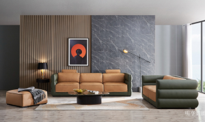 Product picture：Furniture factory 明亨智能 Home Furniture product name 《Brown green color contrast creative sofa》议价