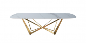 Product picture：Furniture factory 鹤铭家具 Home Furniture product name 《White gold frame geometric dining table》议价