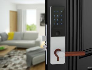 Product picture：Furniture factory 日翔科技 Smart home product name 《Wood-grain handle smart control door lock》议价