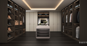 Product picture：Furniture factory 鲁丽家居 Home Furniture product name 《Exclusive Symmetrical Luxury Wardrobe Room》议价