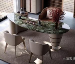 Product picture：Furniture factory 丰阳家具 Home Furniture product name 《Luxurious Stone Elliptical Tea Table》议价