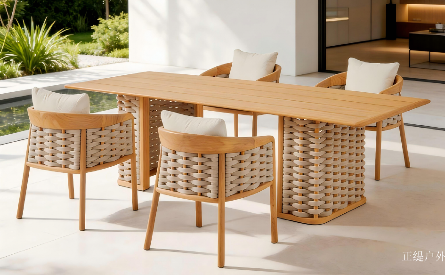 正缇户外 Outdoor furniture Product 《Solid wood woven outdoor dining table》 正缇户外 Outdoor furniture Product 《Solid wood woven outdoor dining table》【图0】