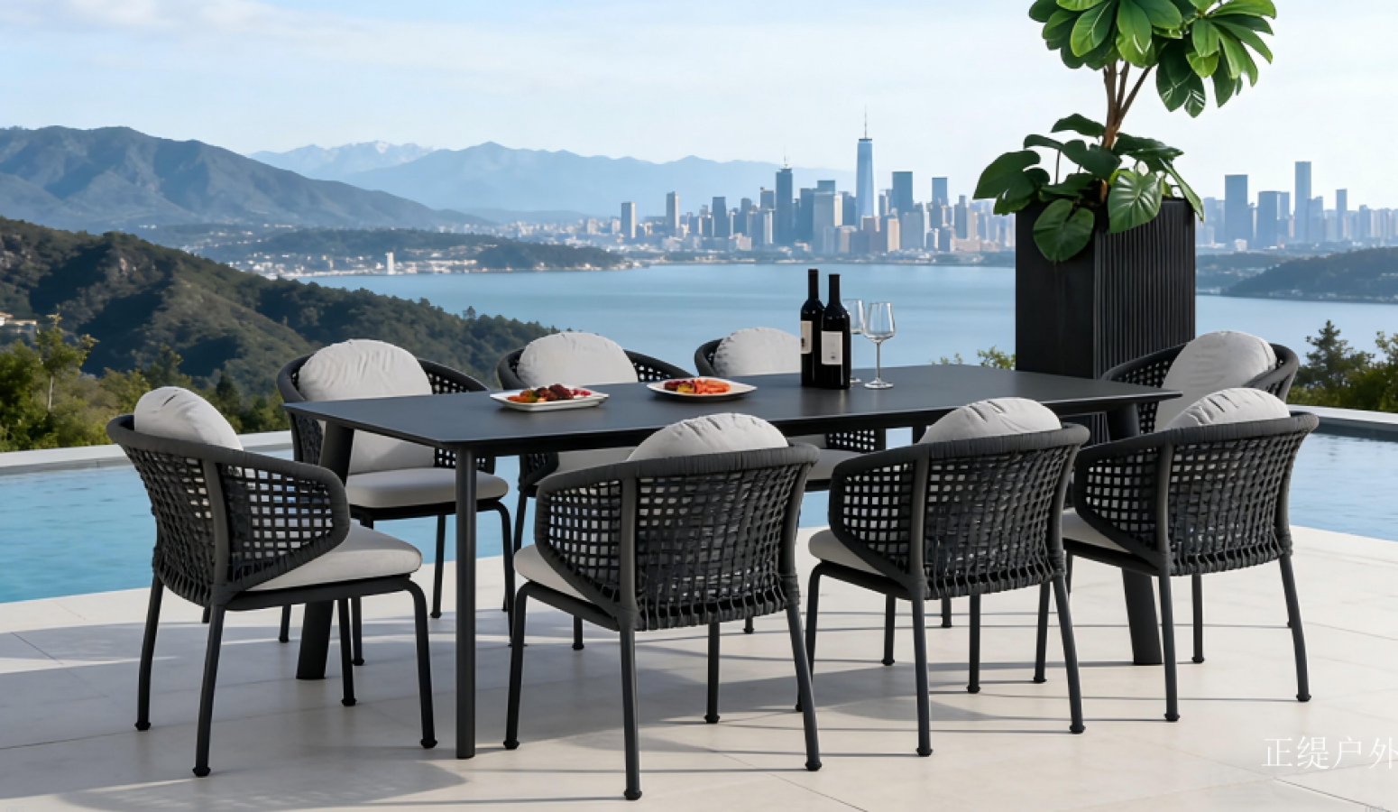 正缇户外 Outdoor furniture Product 《Black rattan long table set》 正缇户外 Outdoor furniture Product 《Black rattan long table set》【图0】