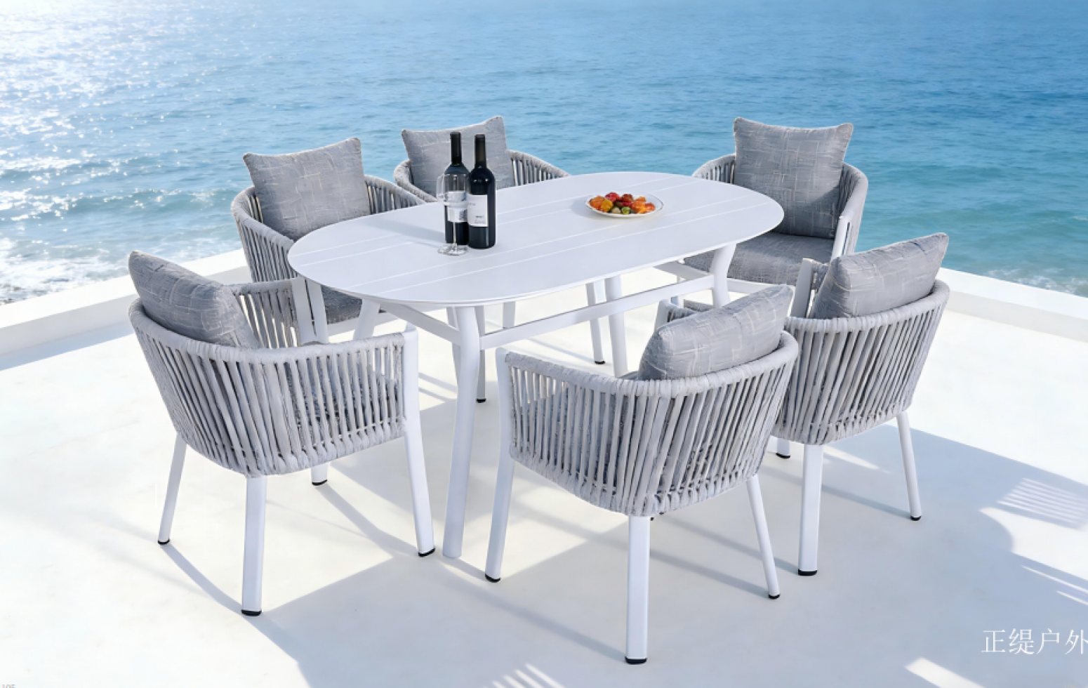 正缇户外 Outdoor furniture Product 《White frame rope-woven elliptical table》 正缇户外 Outdoor furniture Product 《White frame rope-woven elliptical table》【图1】
