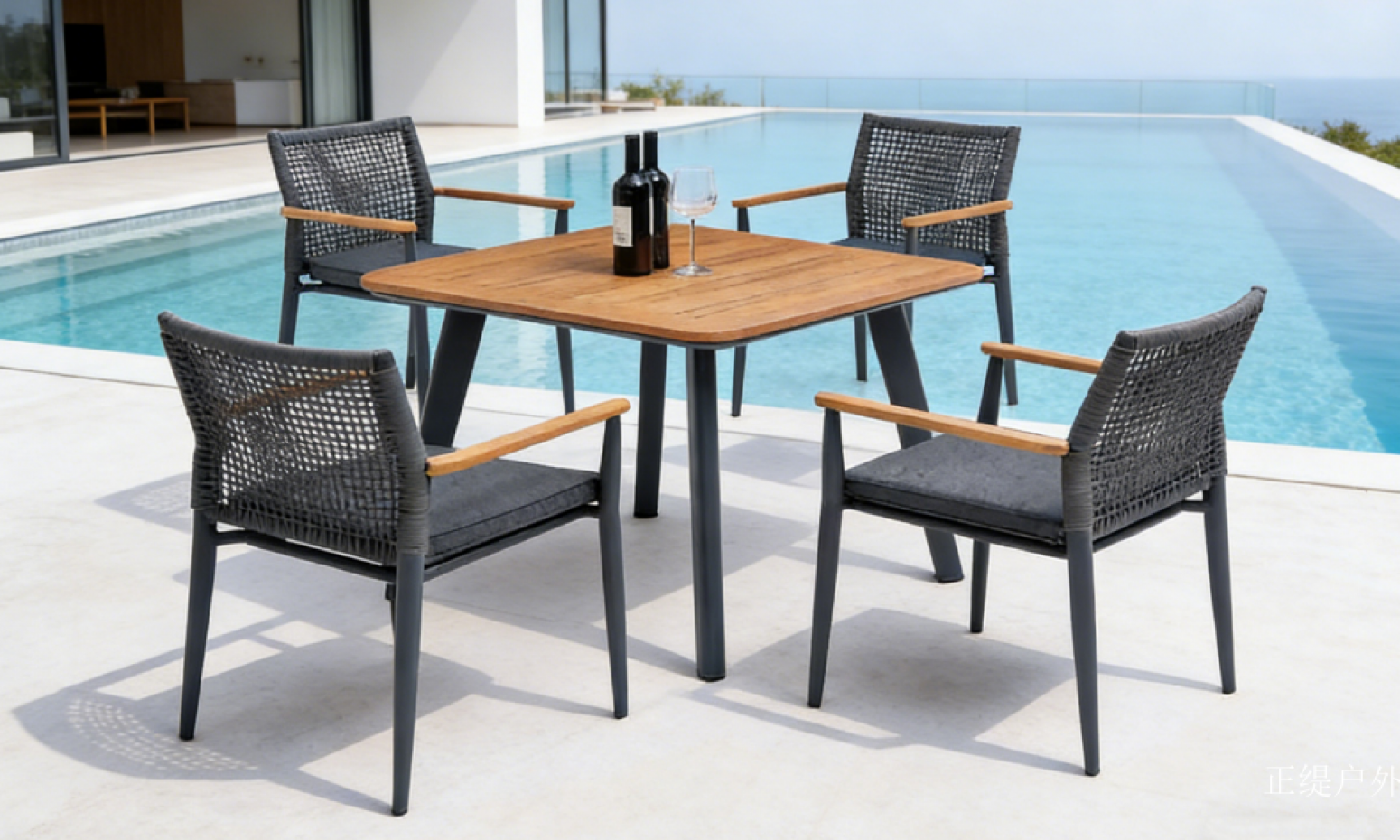 正缇户外 Outdoor furniture Product 《Wooden surface rope-woven dining table and chairs》 正缇户外 Outdoor furniture Product 《Wooden surface rope-woven dining table and chairs》【图1】