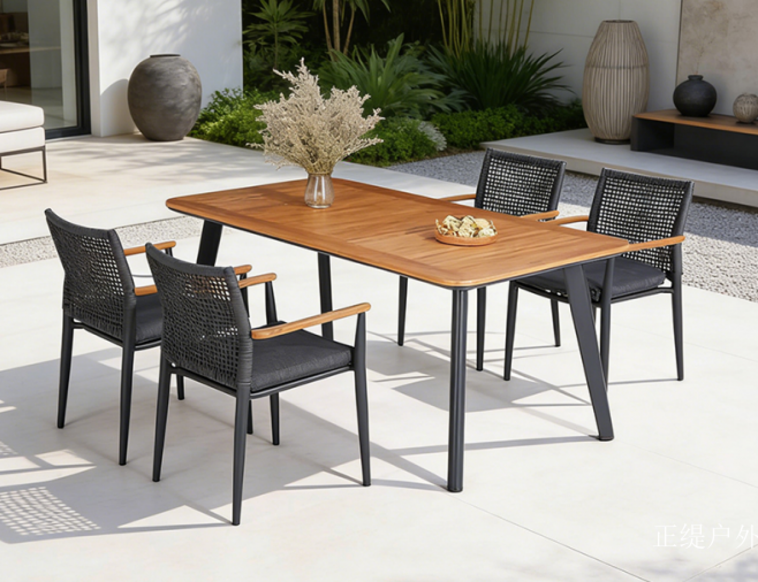 正缇户外 Outdoor furniture Product 《Wooden surface rope-woven dining table and chairs》 正缇户外 Outdoor furniture Product 《Wooden surface rope-woven dining table and chairs》【图2】